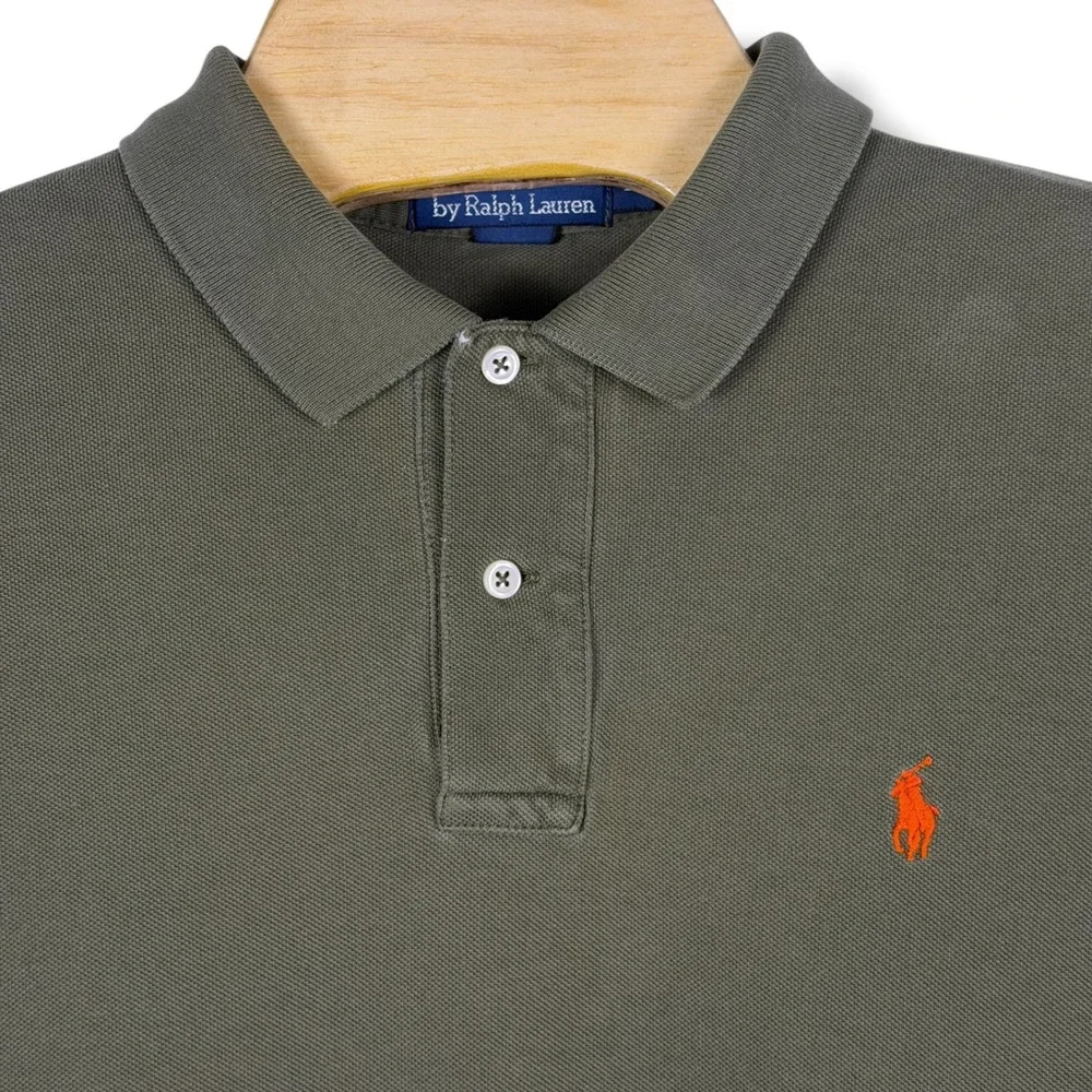 Polo Ralph Lauren Polo Shirt Mens L Olive Green Classic Pique Cotton Pony Prep